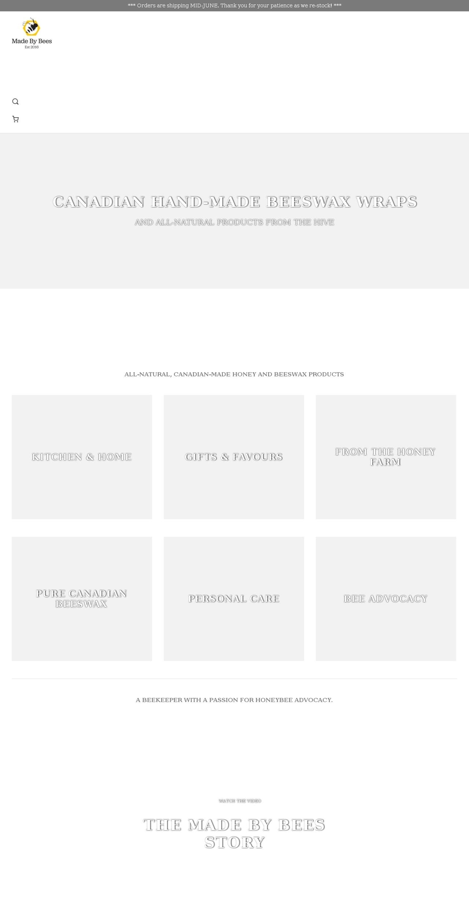 madebybees.ca shopify website screenshot