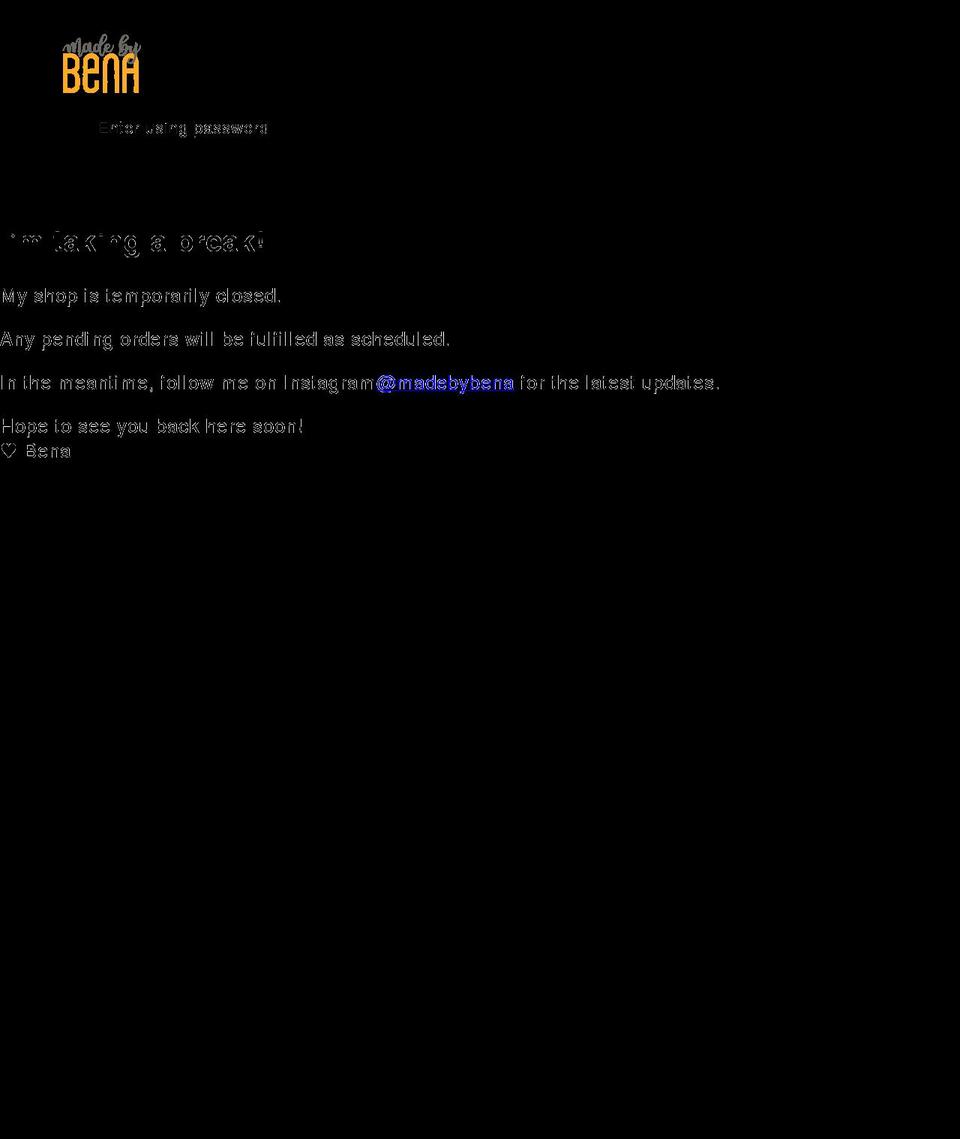 madebybena.com shopify website screenshot
