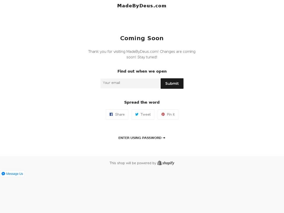 madebydeus.com shopify website screenshot