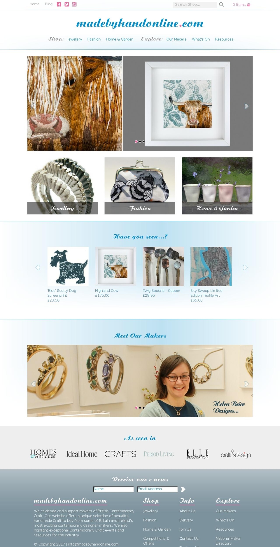 madebyhandonline.com shopify website screenshot