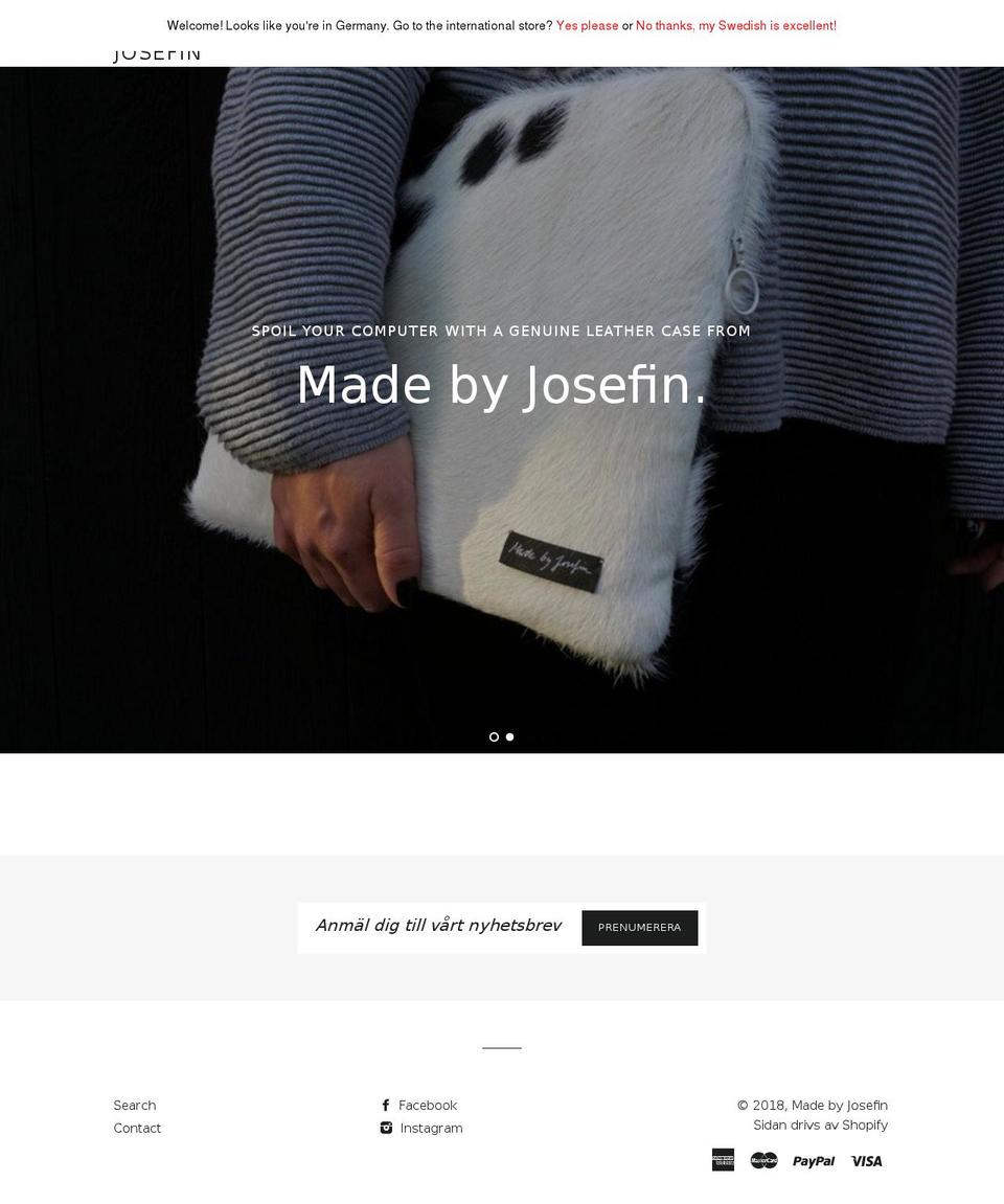 madebyjosefin.se shopify website screenshot