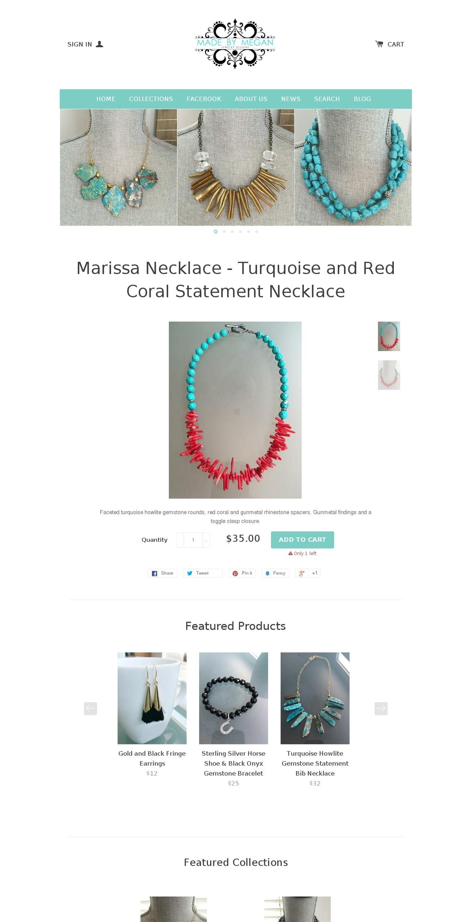 madebymeganjewelry.com shopify website screenshot