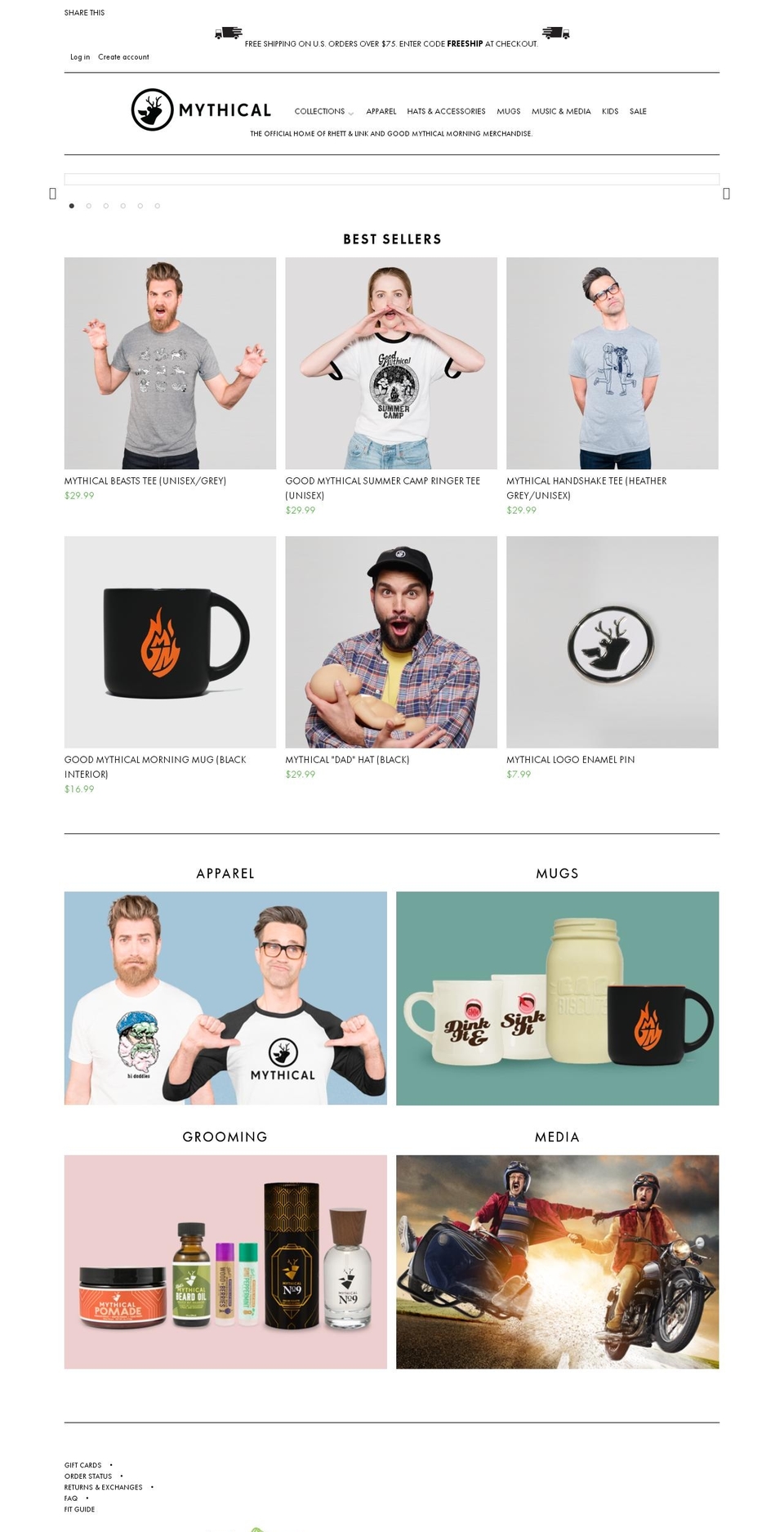 madebymythical.store shopify website screenshot