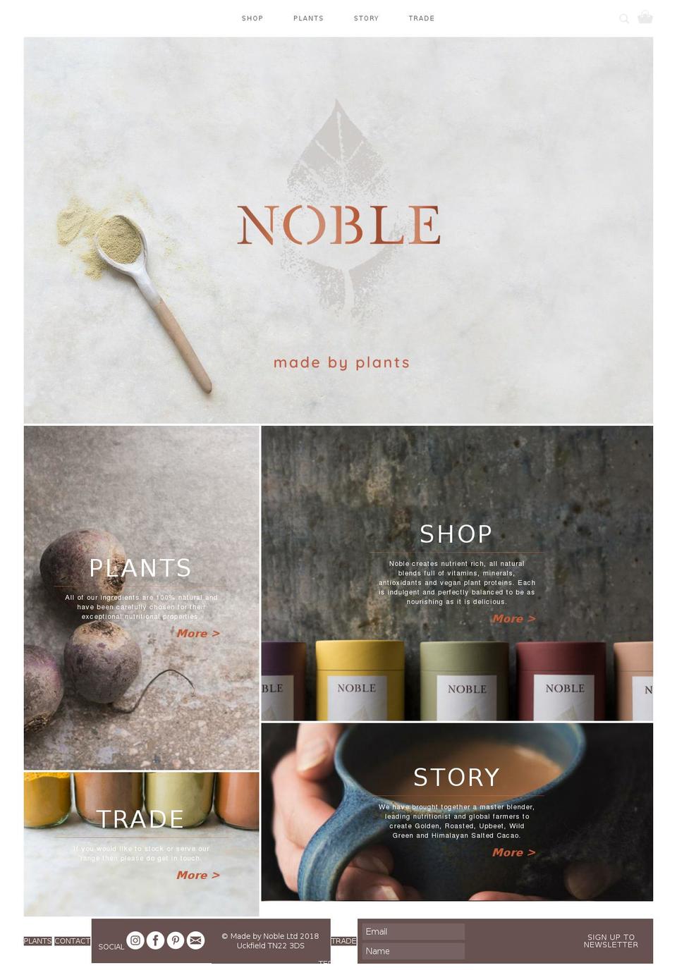 A Noble Theme Shopify theme site example madebynoble.earth