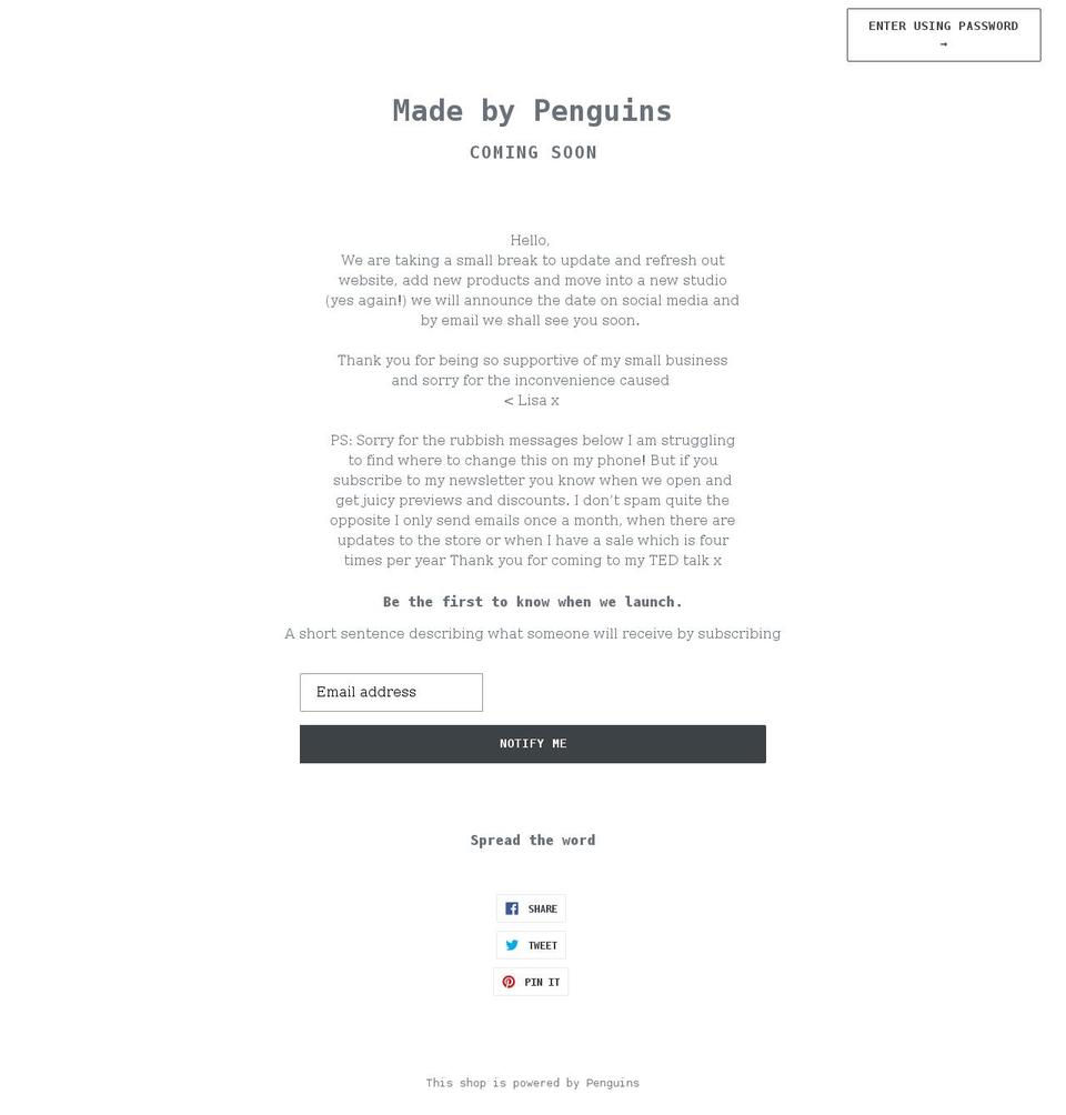 madebypenguins.co.uk shopify website screenshot
