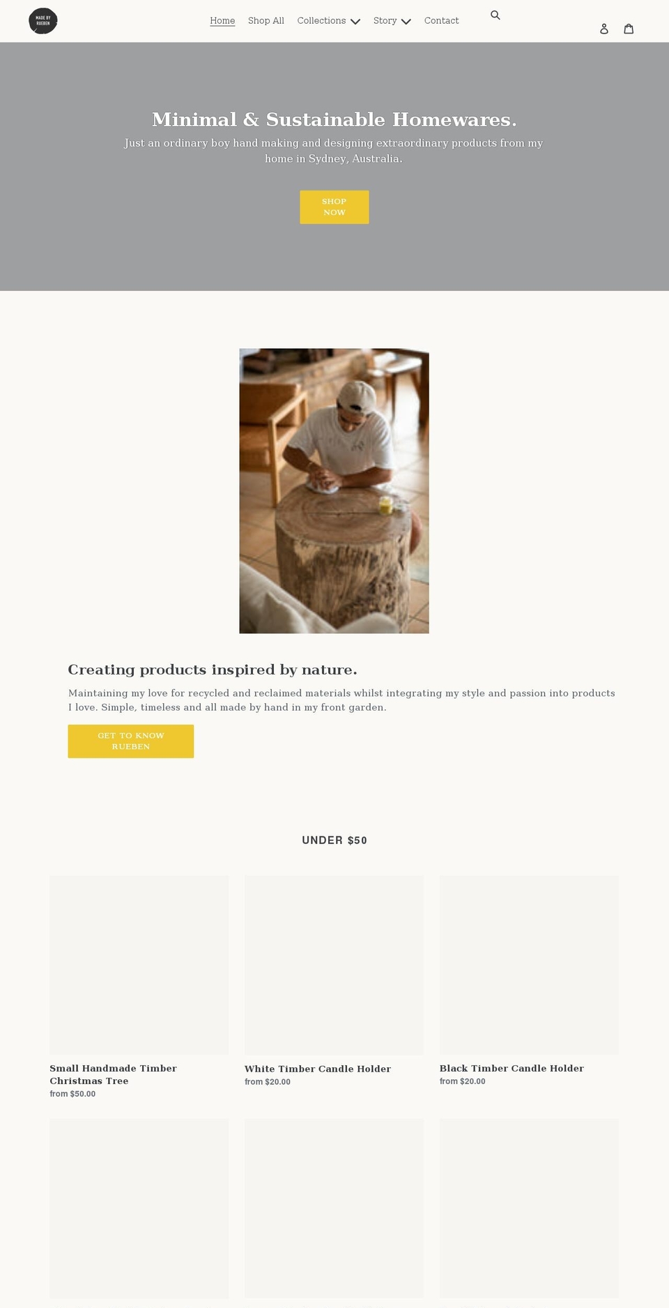 madebyrueben.com shopify website screenshot