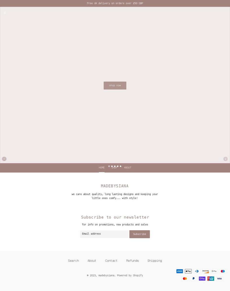 madebysiana.com shopify website screenshot