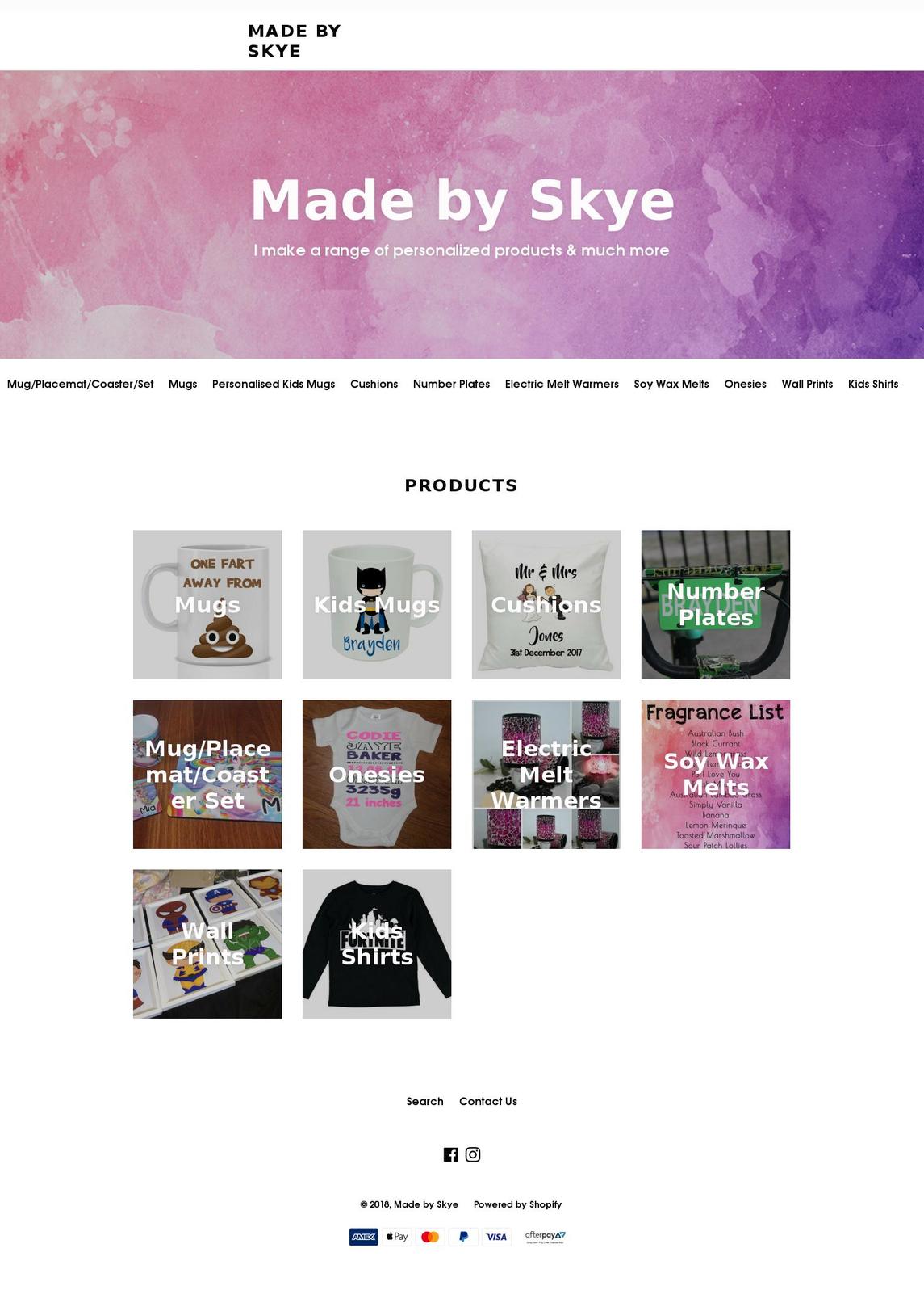 madebyskye.com.au shopify website screenshot