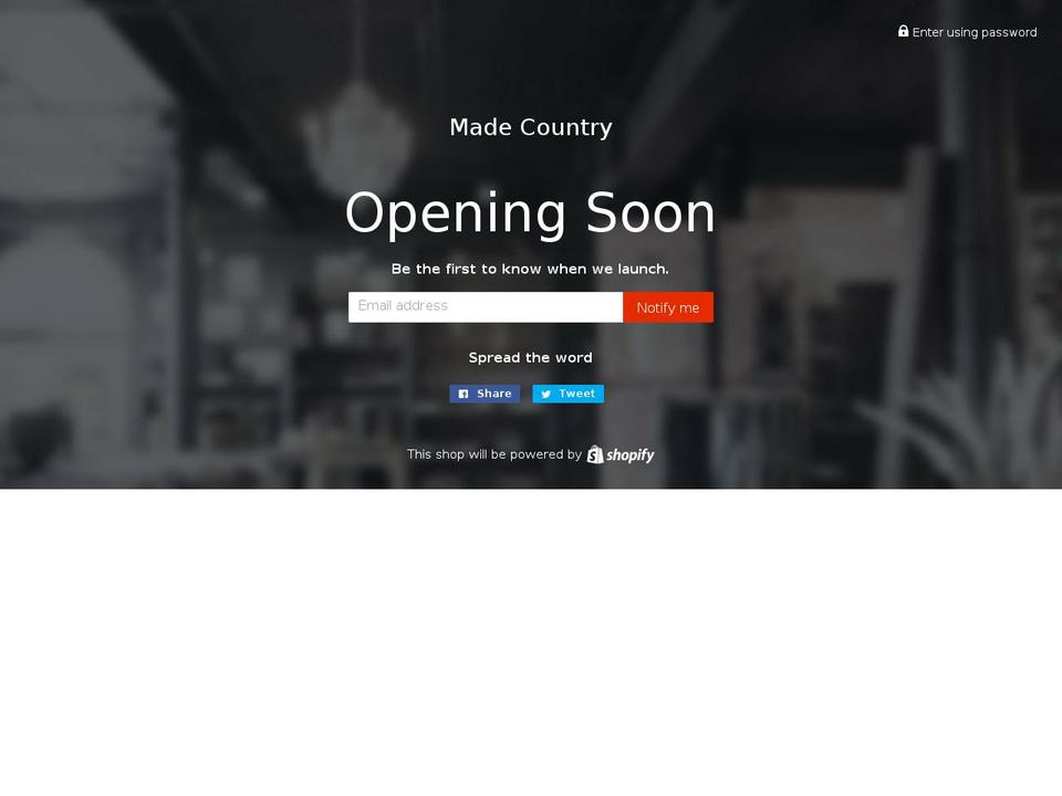 madecountry.biz shopify website screenshot