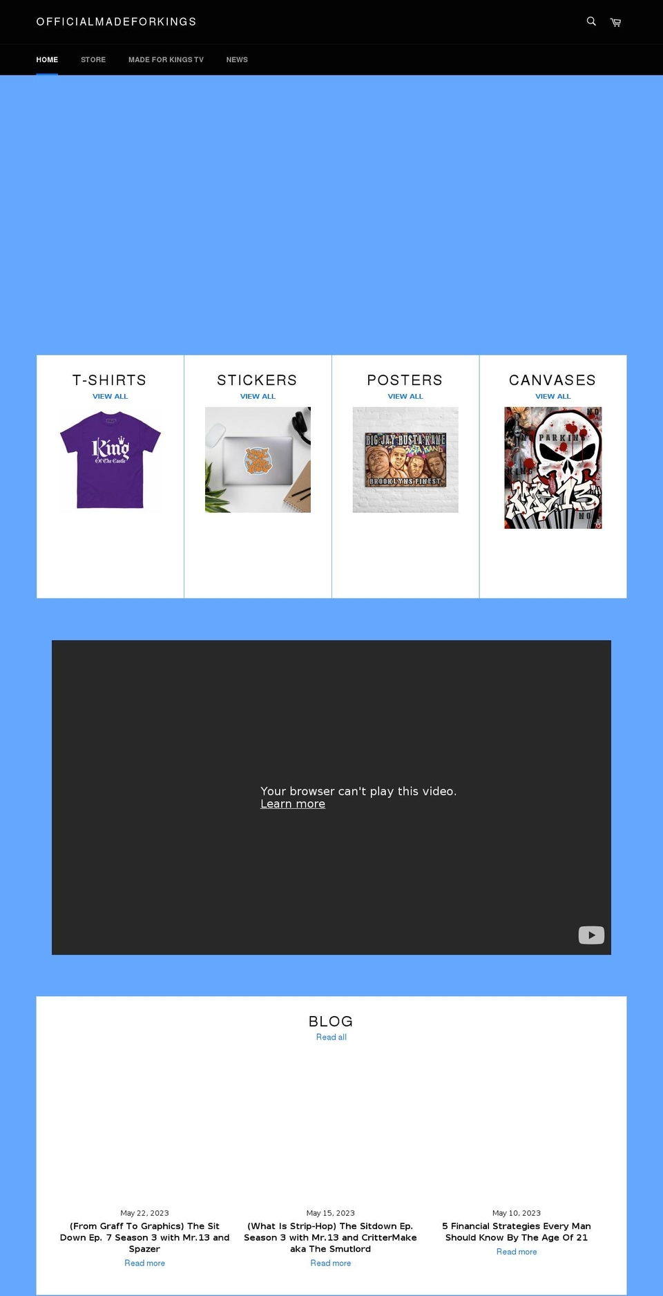 madeforkings.store shopify website screenshot