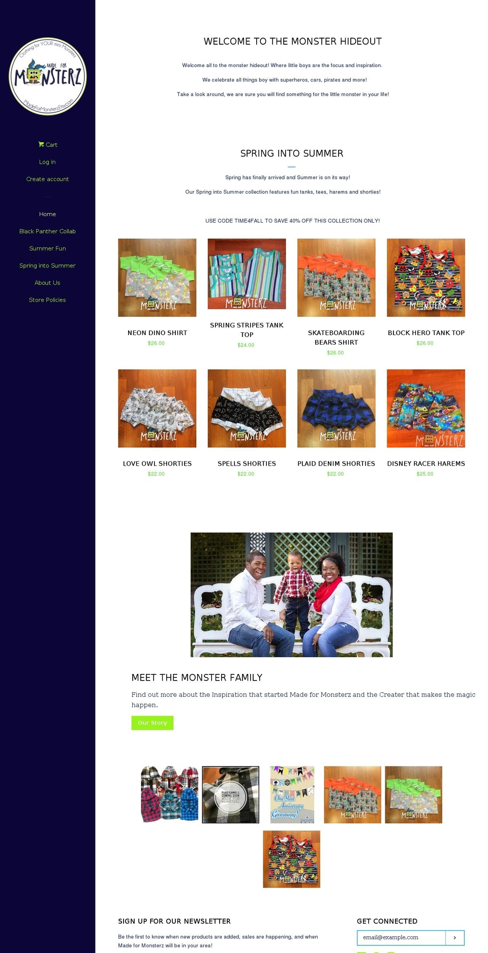 madeformonsterz.com — Shopify storefront screenshot