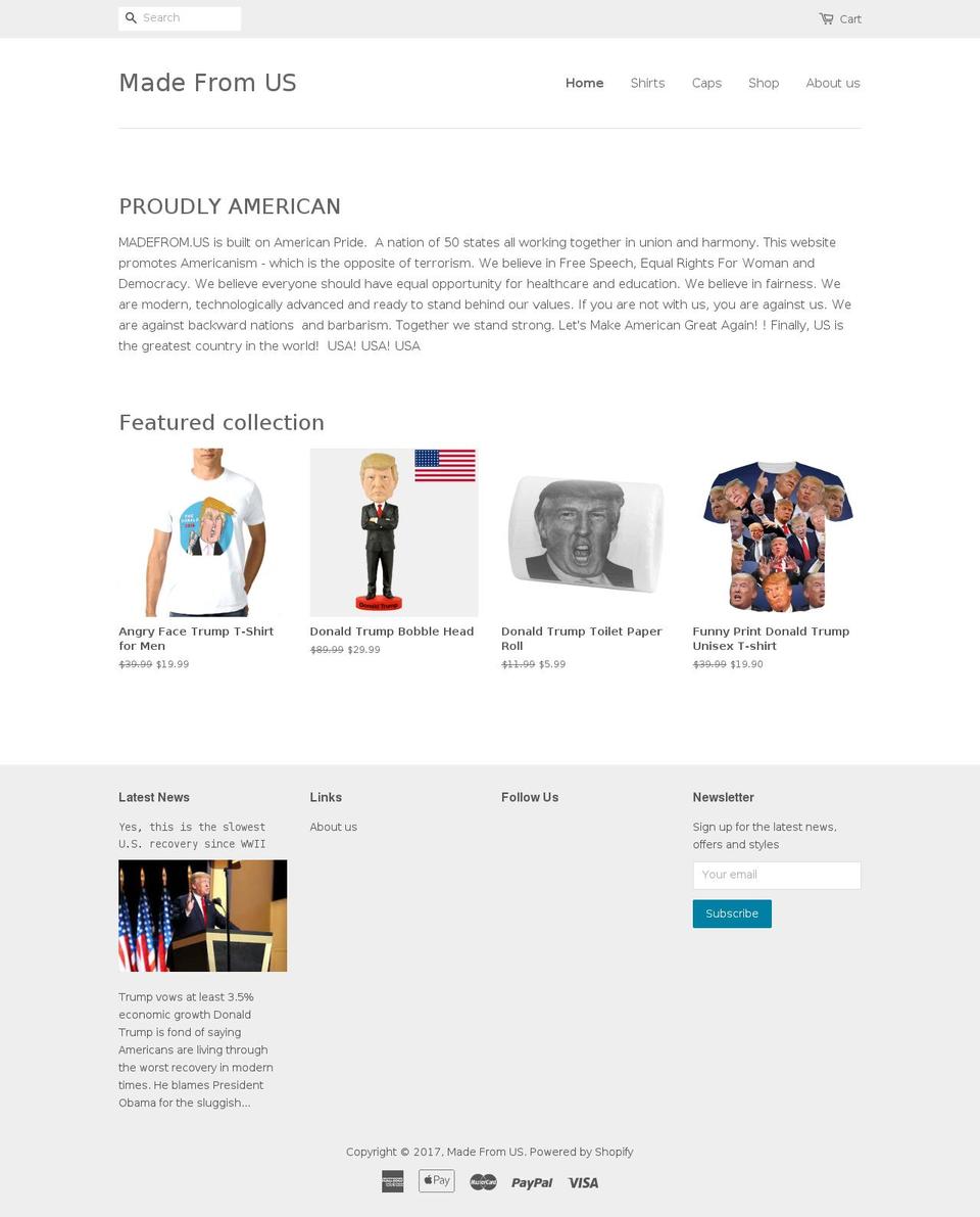 madefrom.us shopify website screenshot