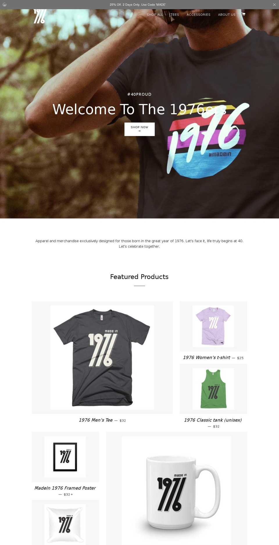 madein76.com shopify website screenshot