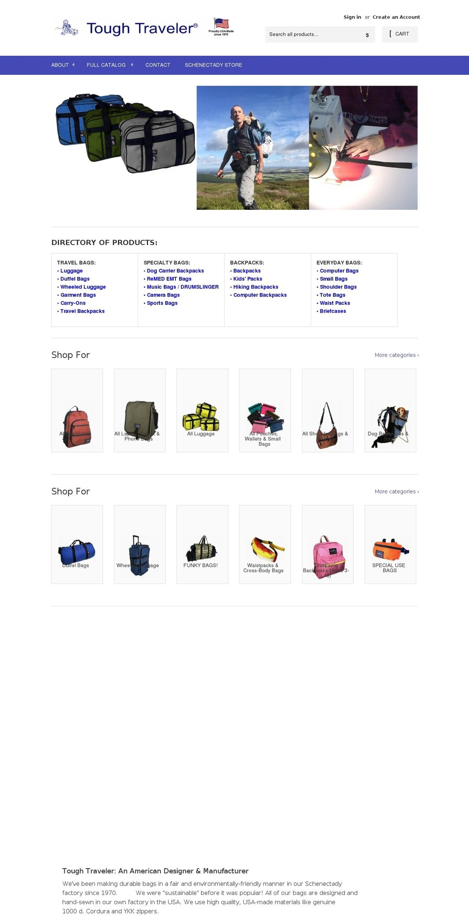 madeinamericaluggage.com — Shopify storefront screenshot