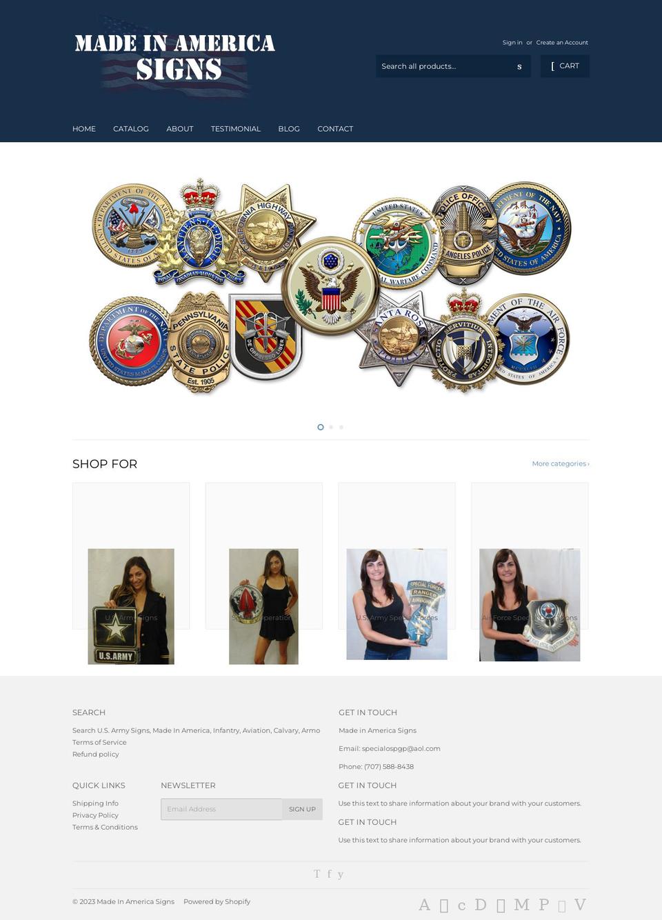 madeinamericansigns.com — Shopify storefront screenshot