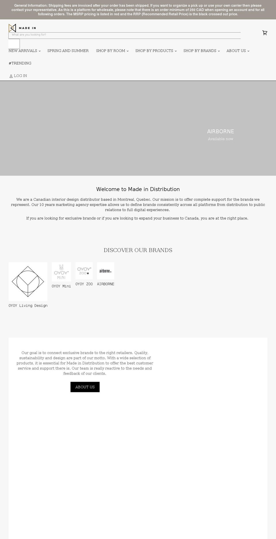 madeindistribution.com shopify website screenshot