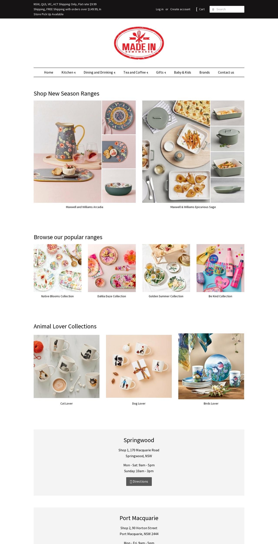 madeinhomewares.com.au shopify website screenshot
