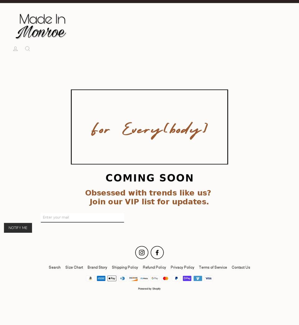 madeinmonroe.com shopify website screenshot