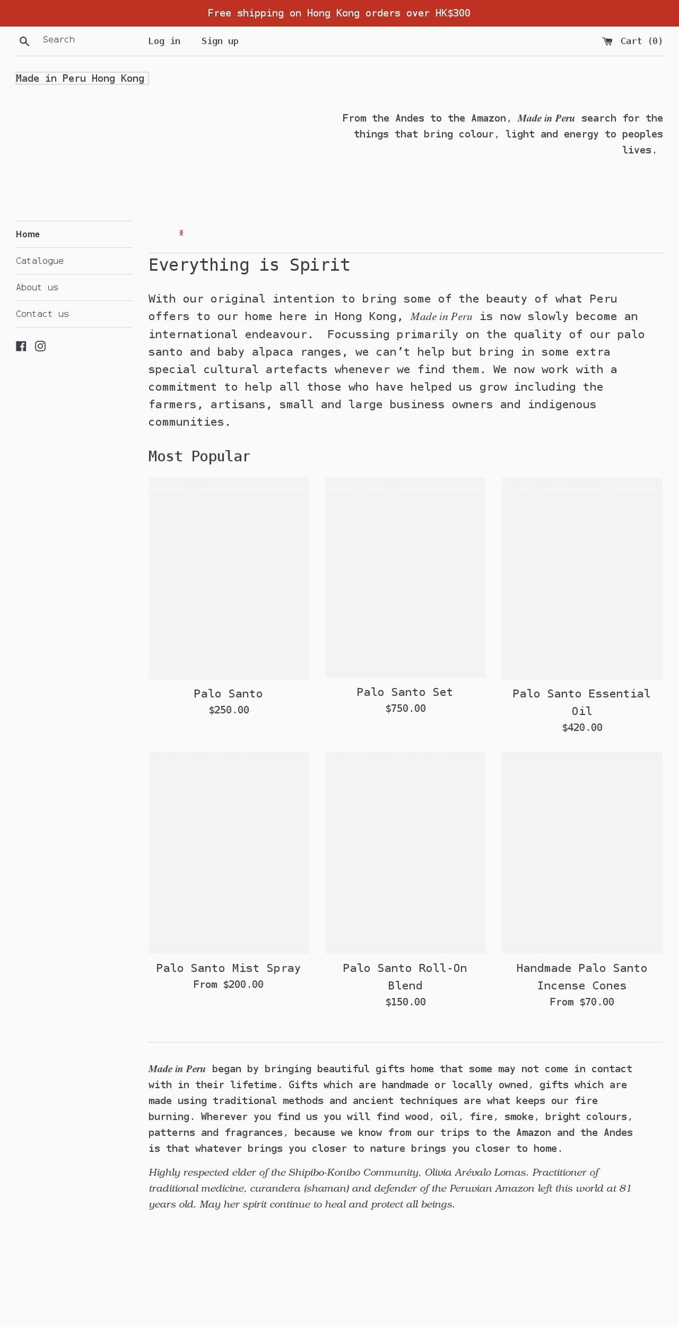 madeinperuhk.com — Shopify storefront screenshot