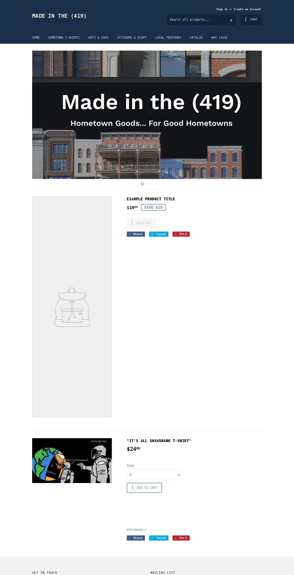 madeinthe419.com shopify website screenshot