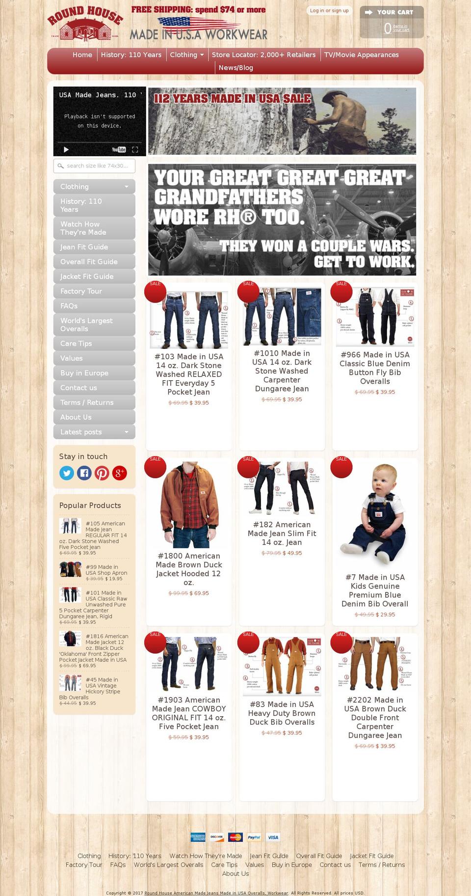 madeinusjeans.com shopify website screenshot