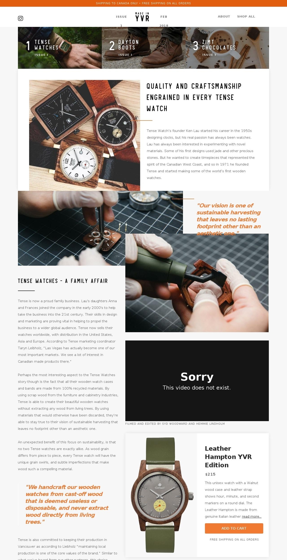 madeinyvr.com — Shopify storefront screenshot