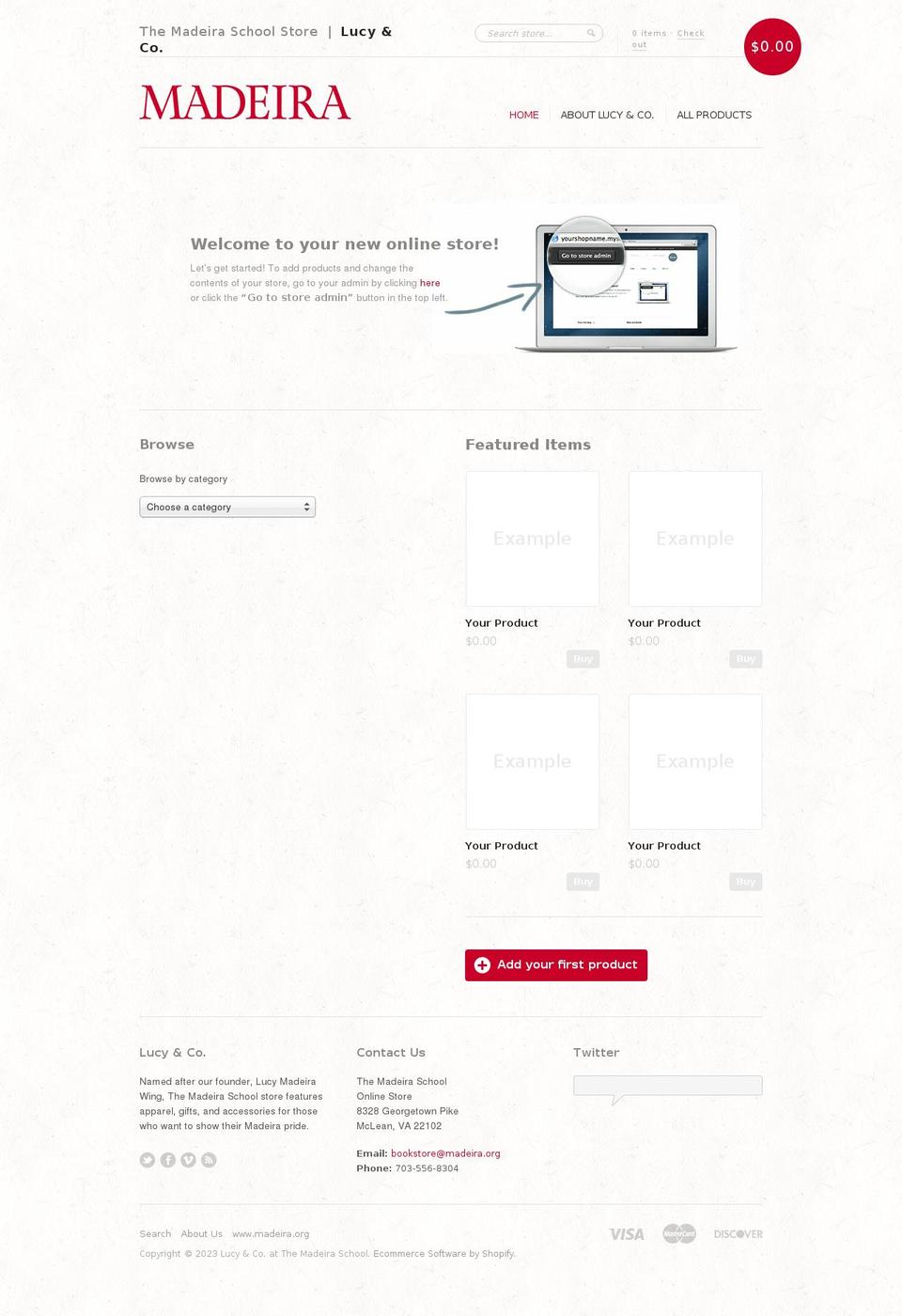 madeira-school-store.myshopify.com shopify website screenshot