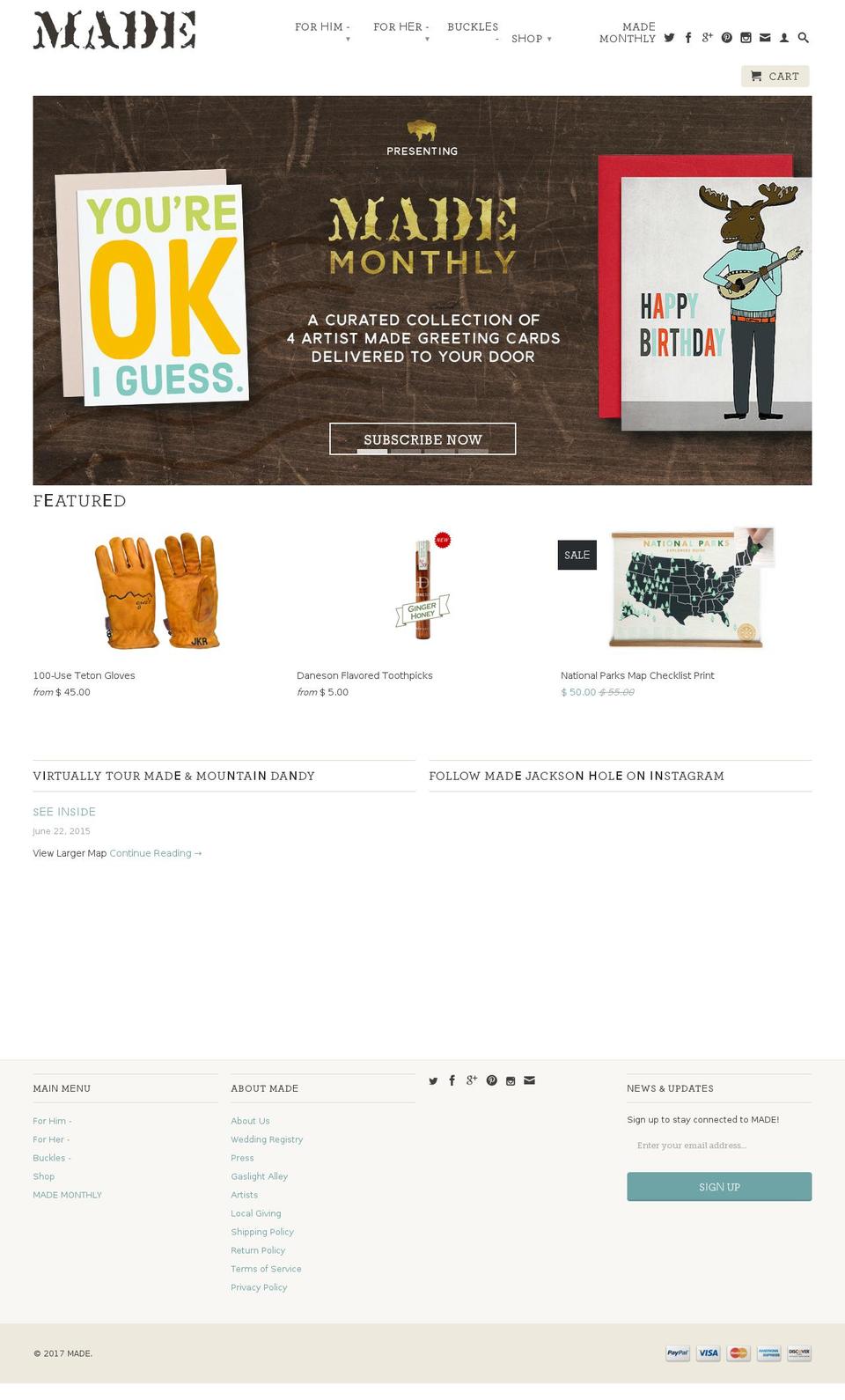 madejacksonhole.com shopify website screenshot