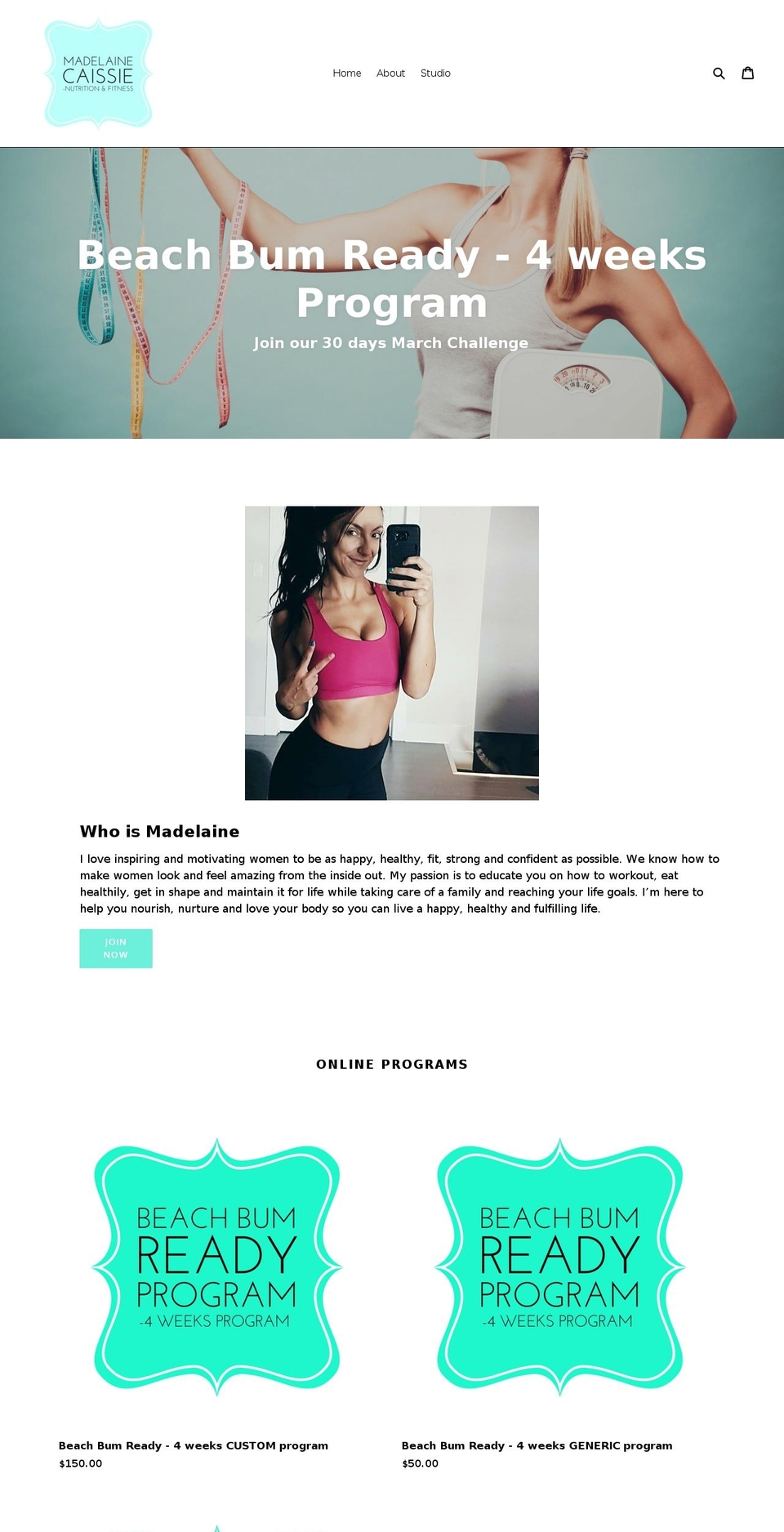 madelainecaissie.com — Shopify storefront screenshot