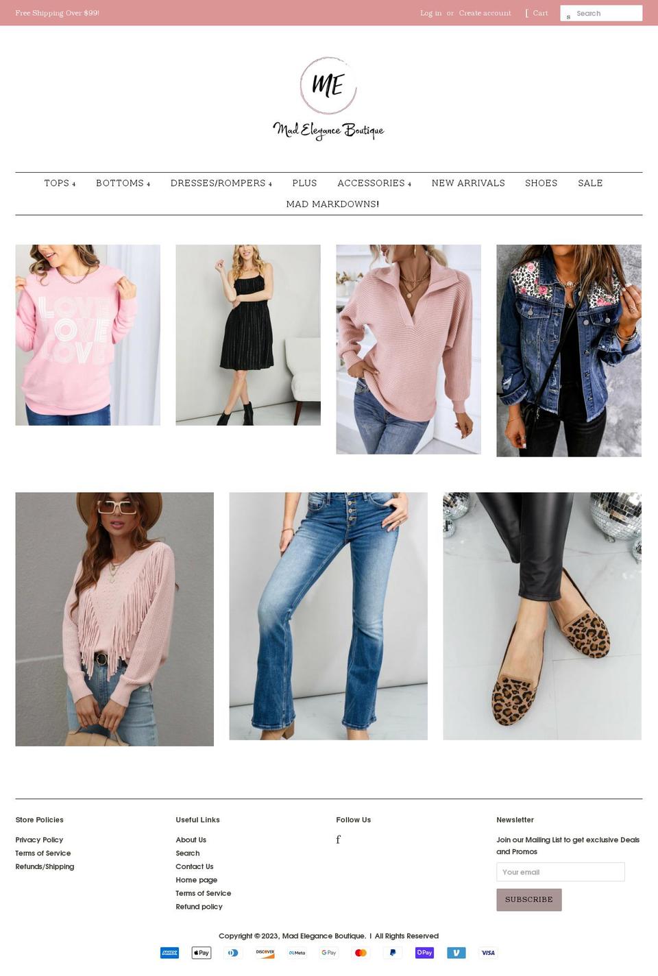 madeleganceboutique.com shopify website screenshot