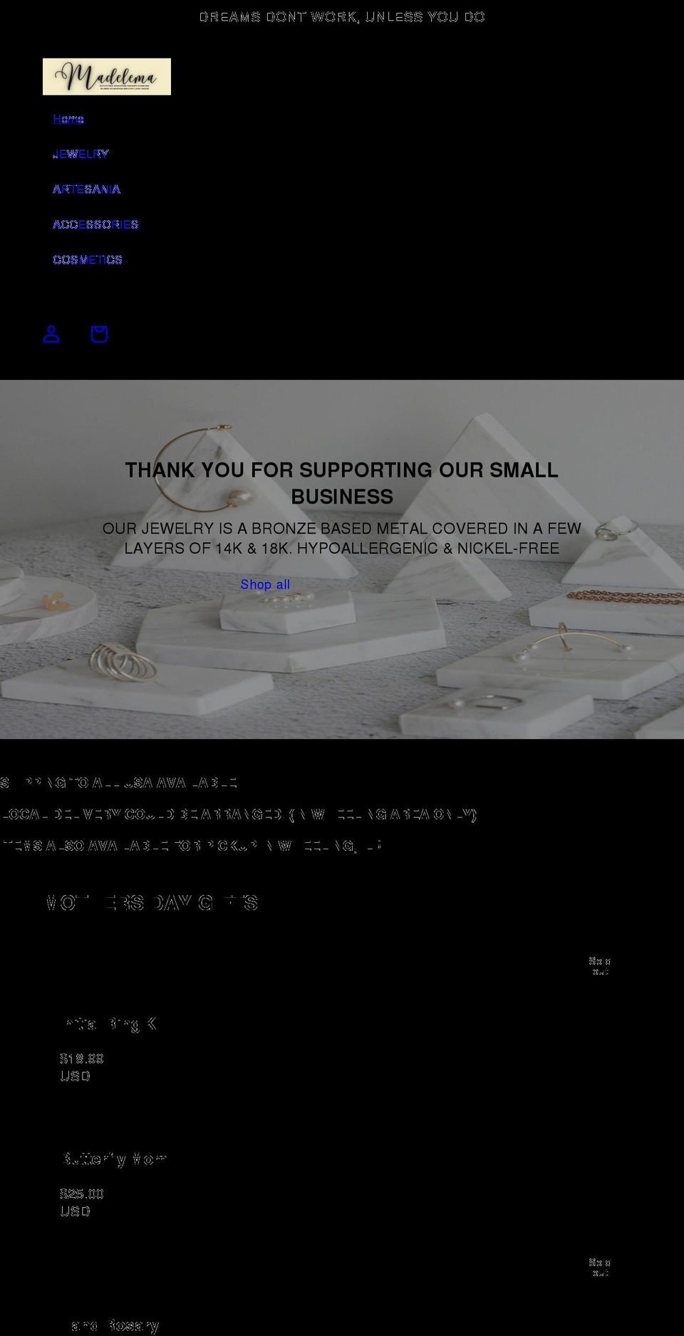 madelema.com shopify website screenshot