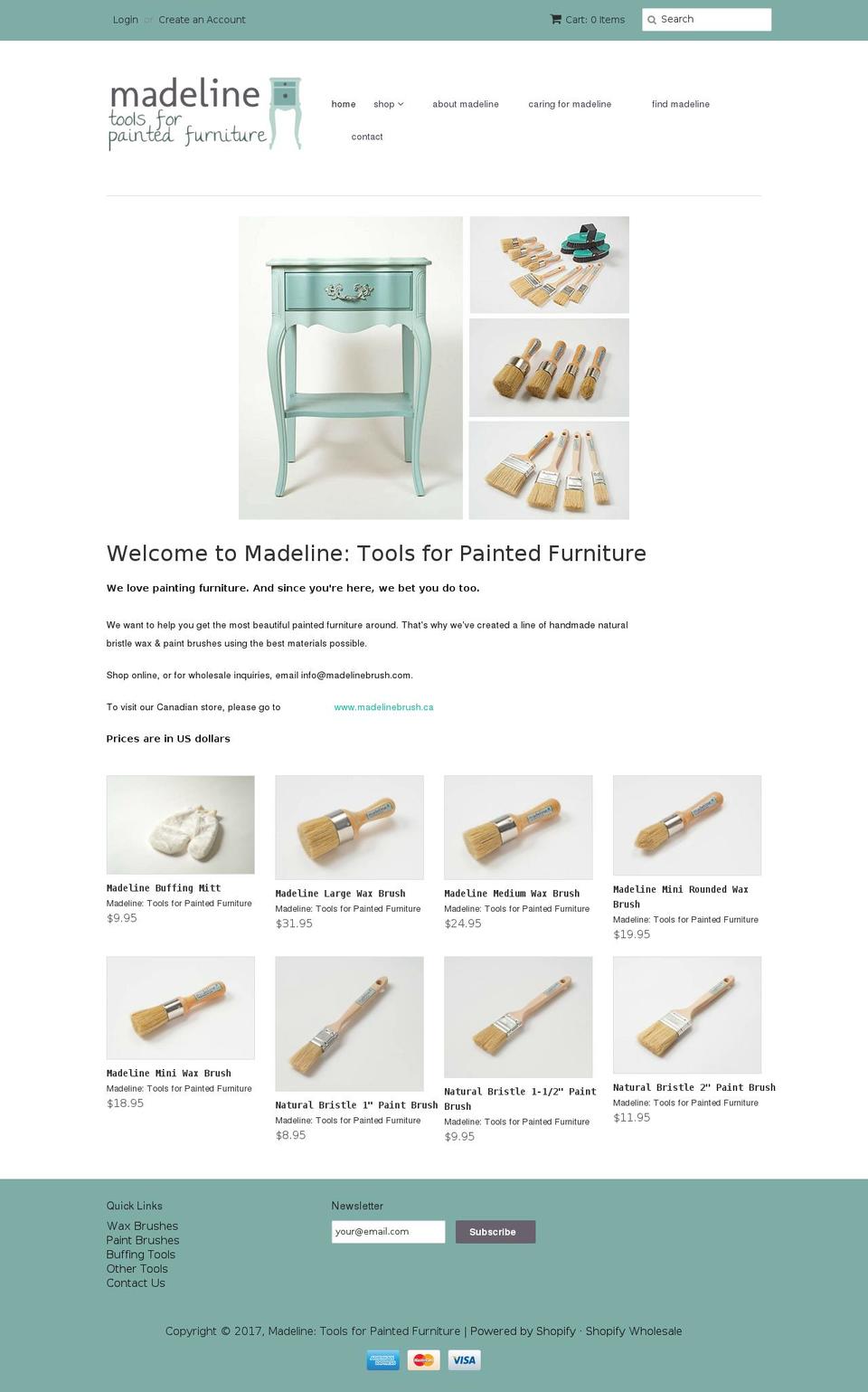 Wholesale Shopify theme site example madelinebrush.com