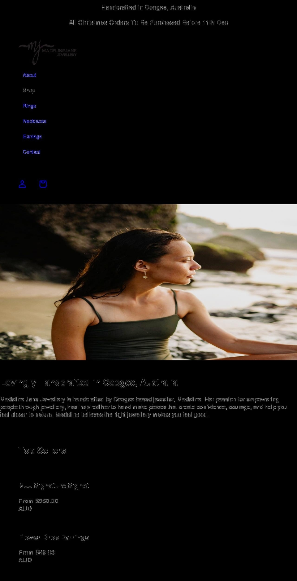 madelinejanejewellery.com shopify website screenshot