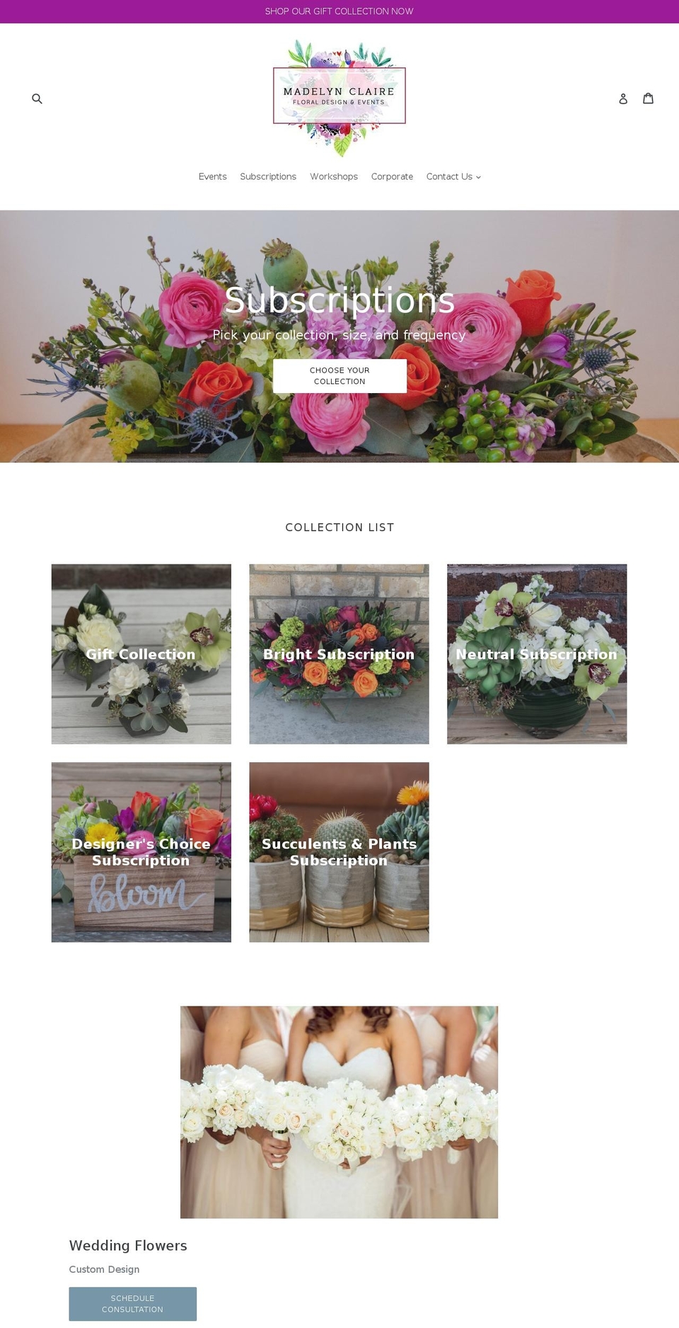 madelynclairefloraldesign.com — Shopify storefront screenshot
