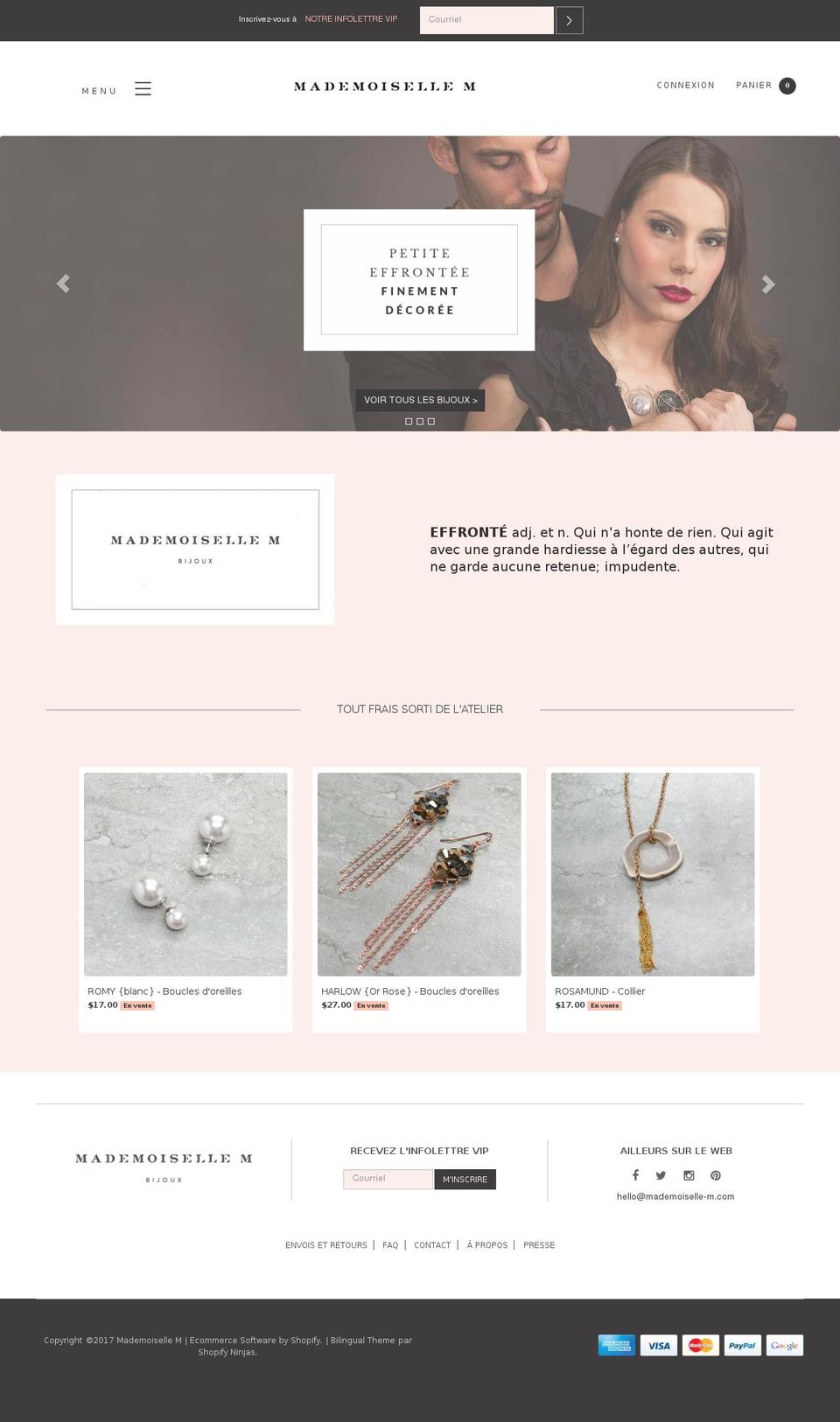 mademoiselle-m.com shopify website screenshot
