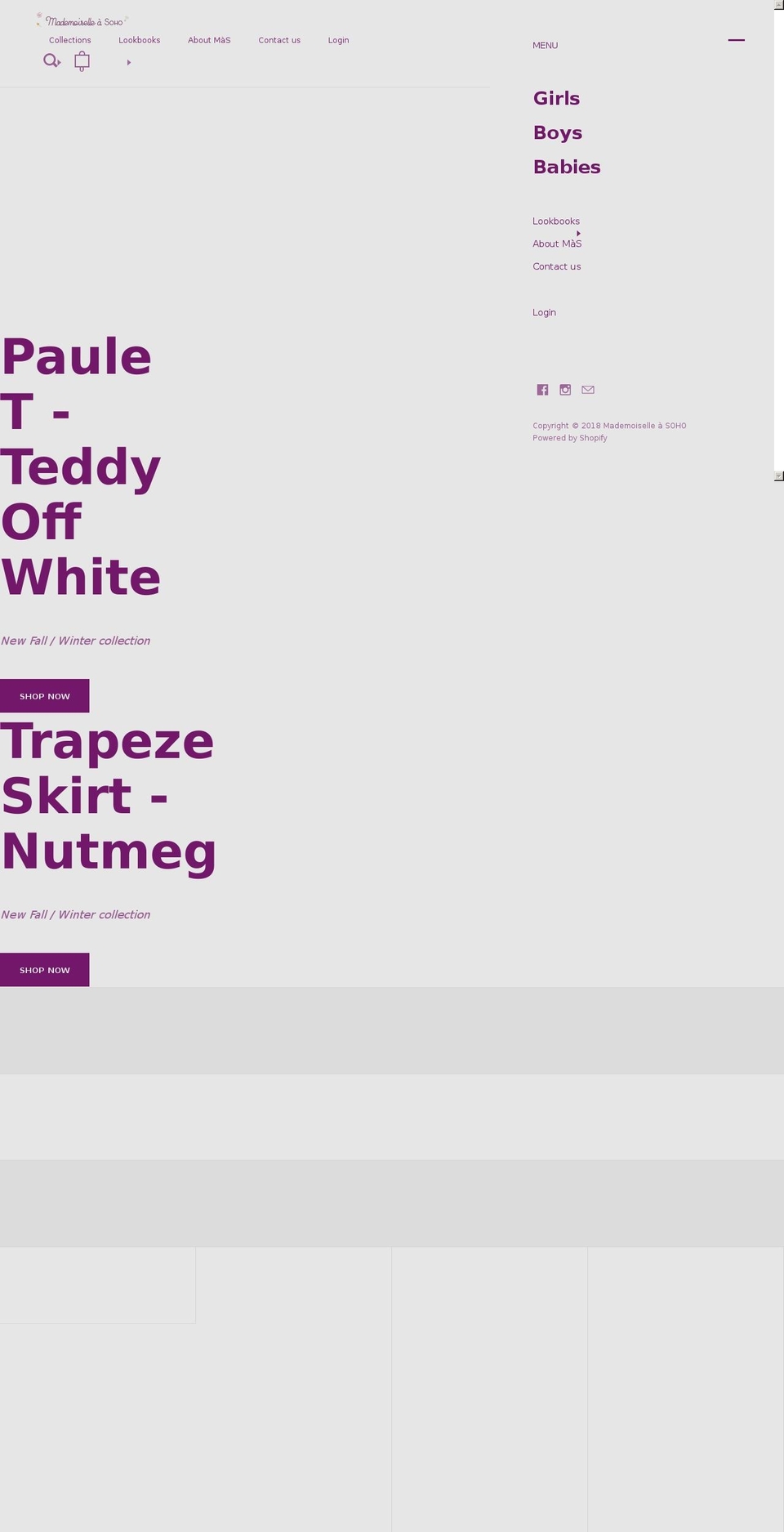 mademoiselleasoho.com — Shopify storefront screenshot