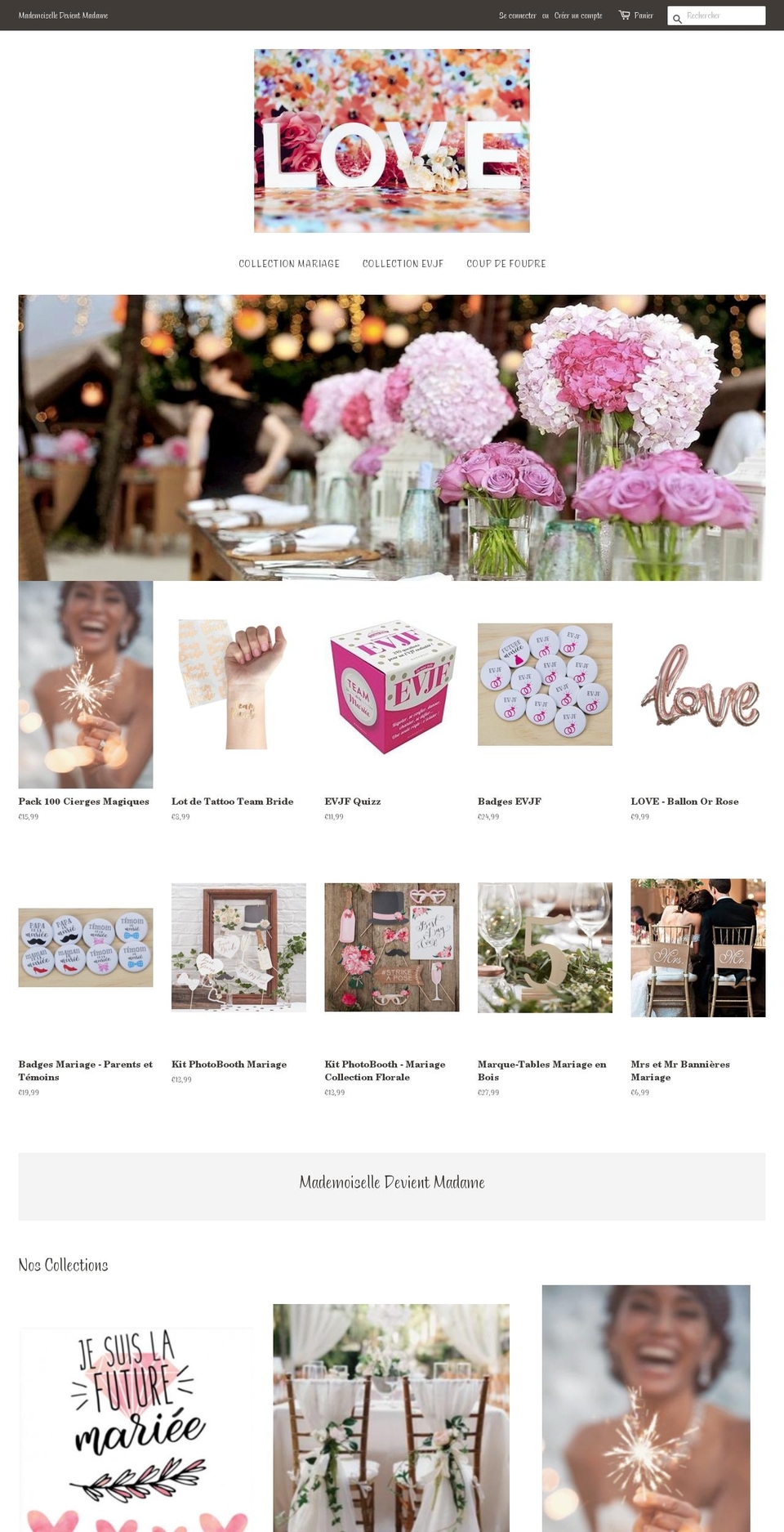 mademoiselledevientmadame.com — Shopify storefront screenshot