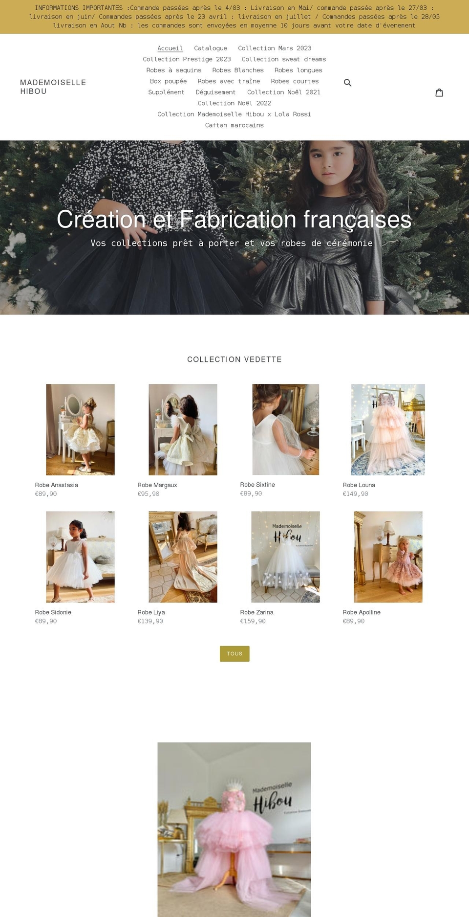 mademoisellehibou.fr shopify website screenshot