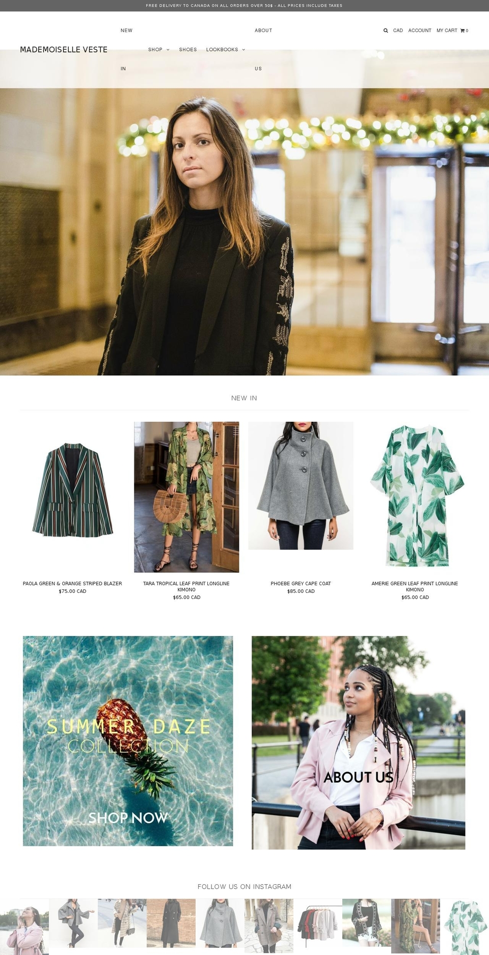 mademoiselleveste.com — Shopify storefront screenshot
