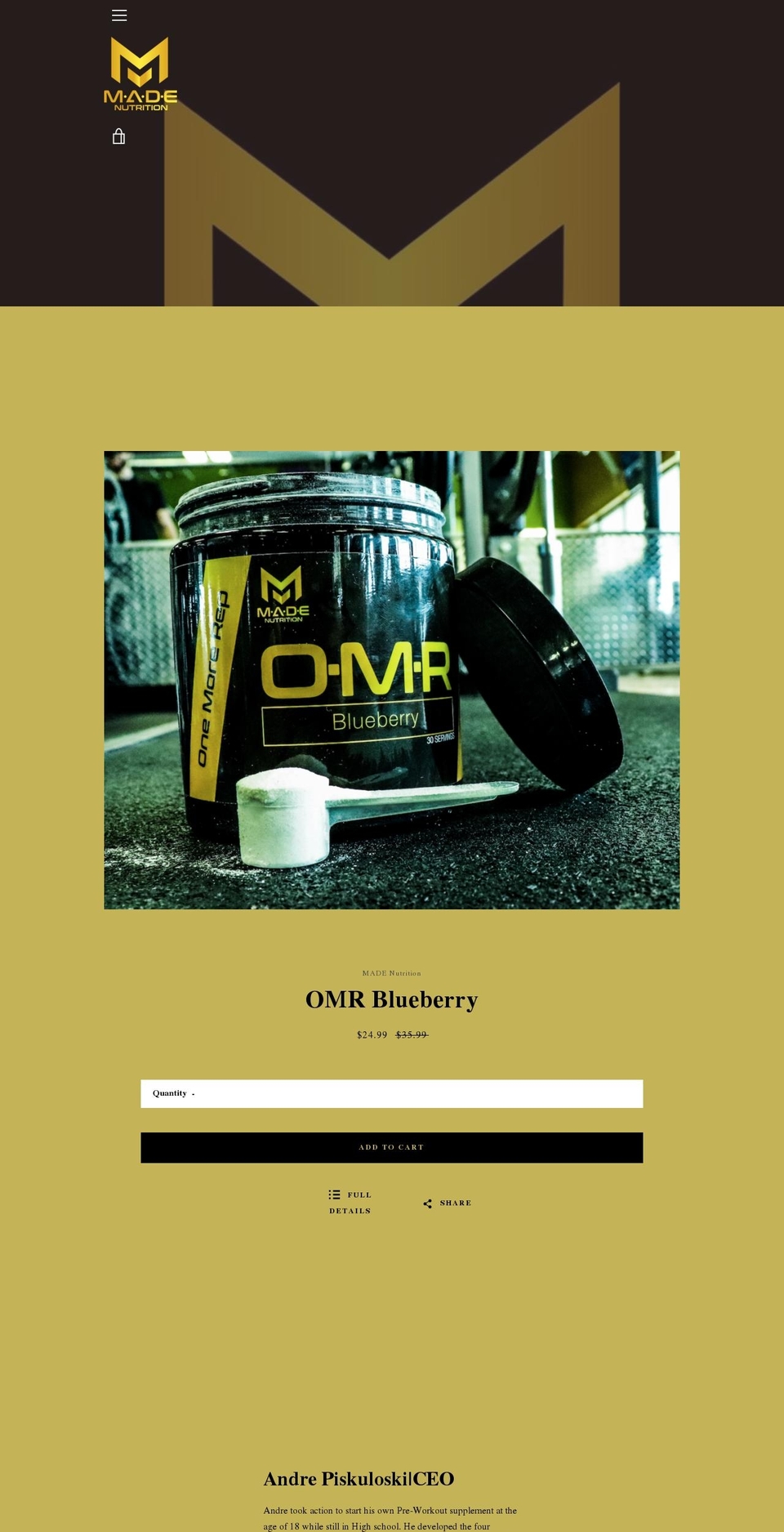 madenutrition.com — Shopify storefront screenshot