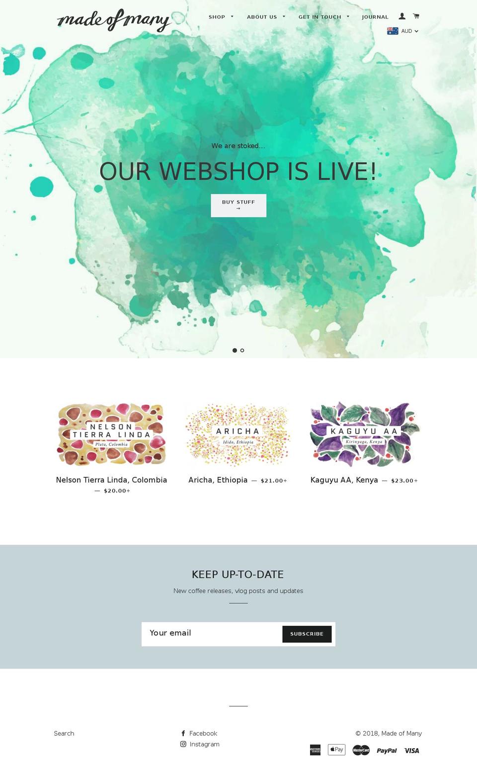 madeofmany.com — Shopify storefront screenshot