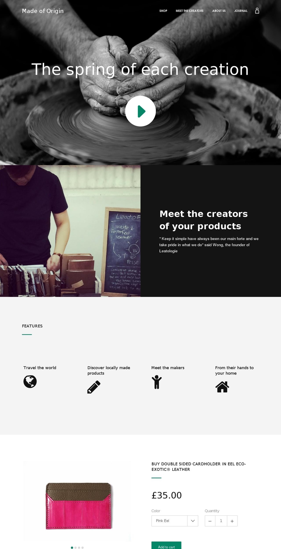 madeoforigin.com shopify website screenshot