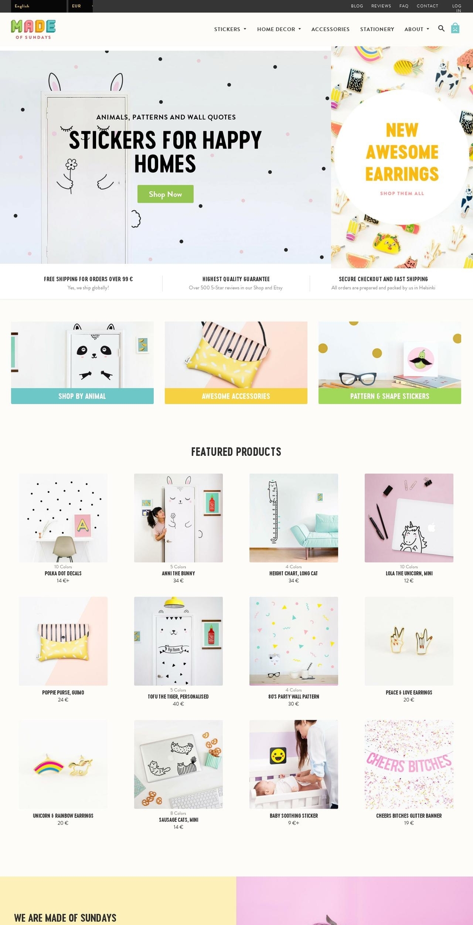 madeofsundays.com shopify website screenshot