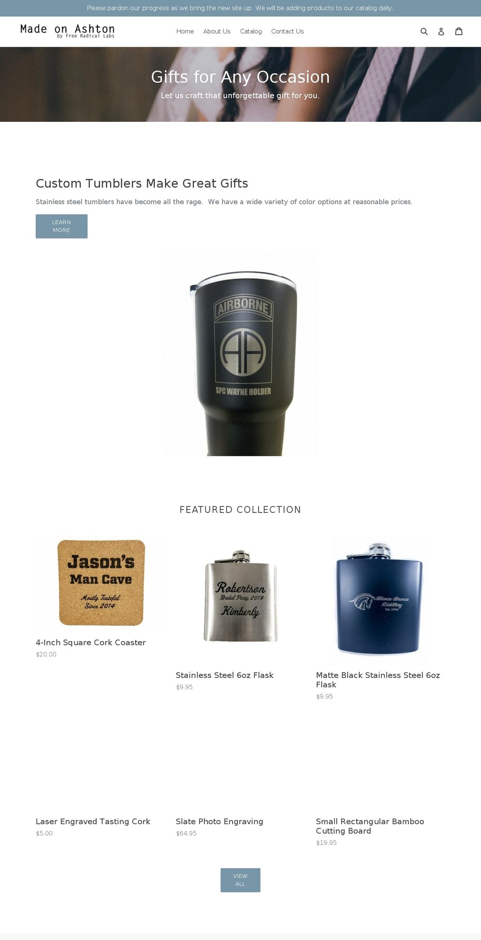 madeonashton.com shopify website screenshot