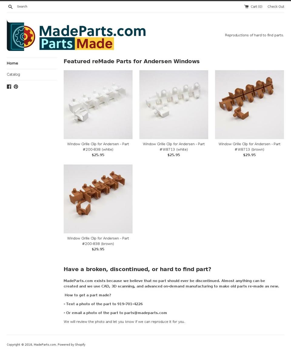 madeparts.com shopify website screenshot