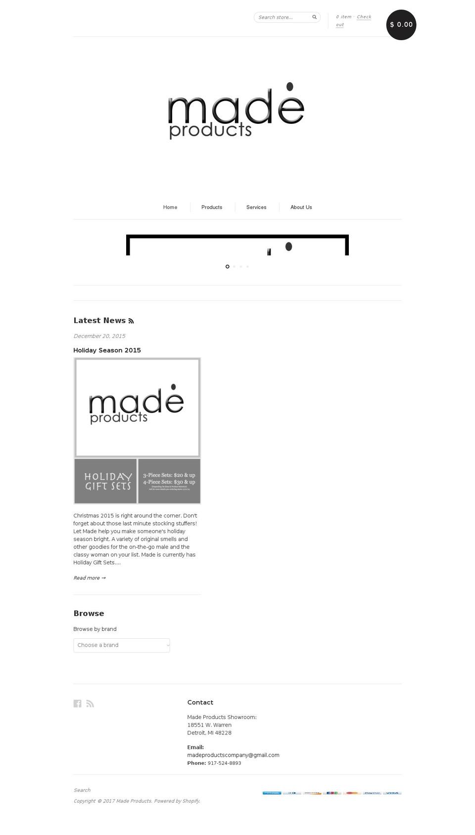 madeproductscompany.com shopify website screenshot