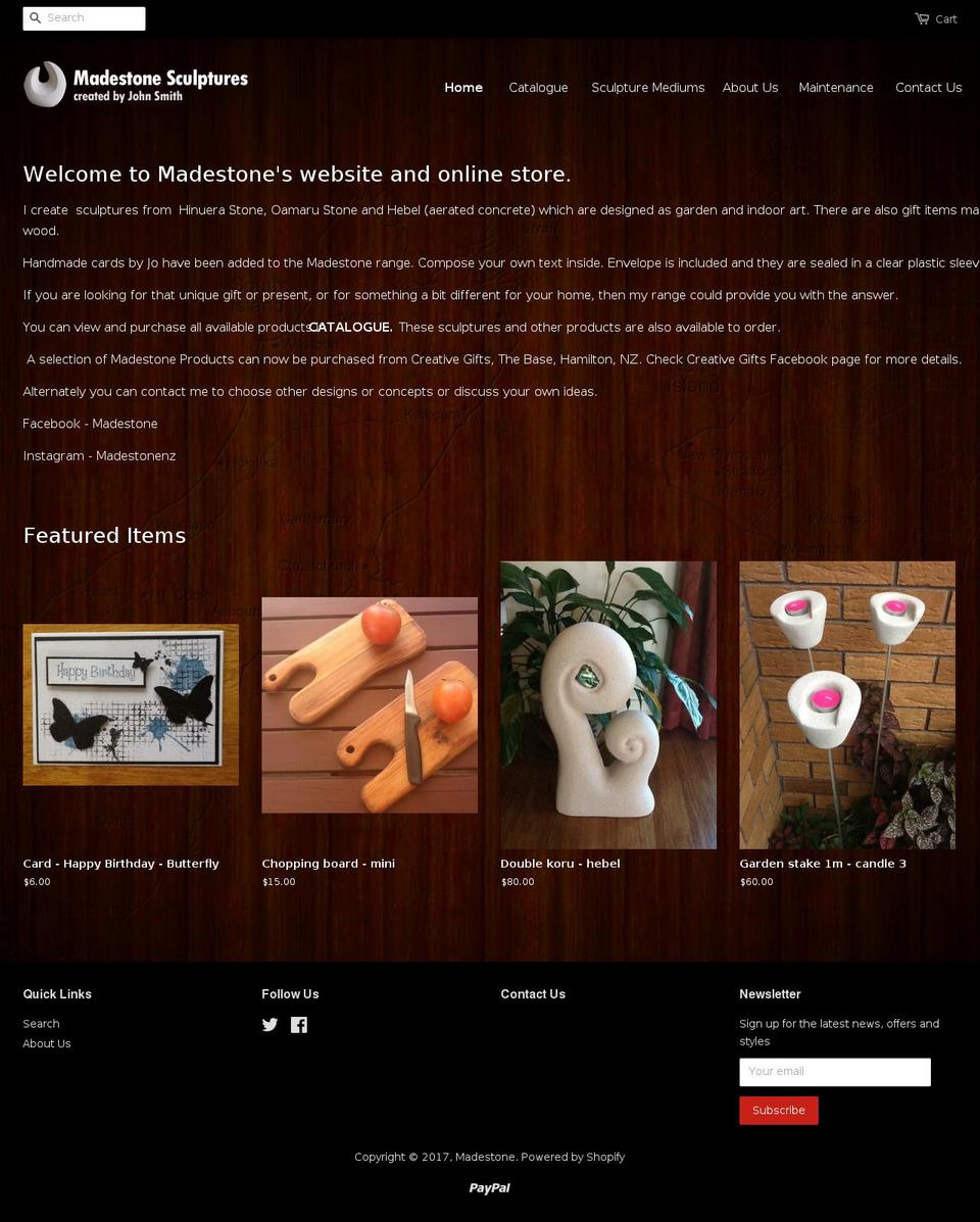 madestone.co.nz shopify website screenshot