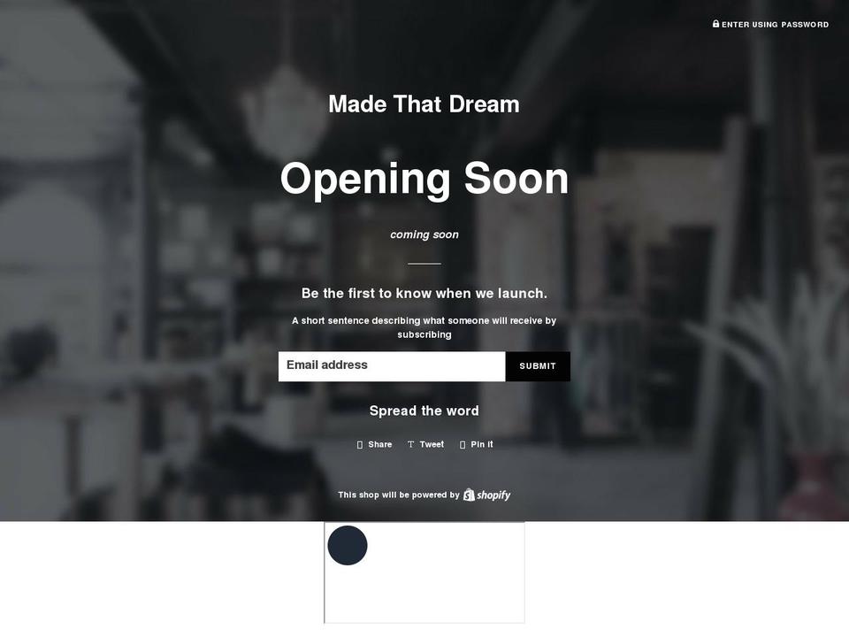 madethatdream.com shopify website screenshot