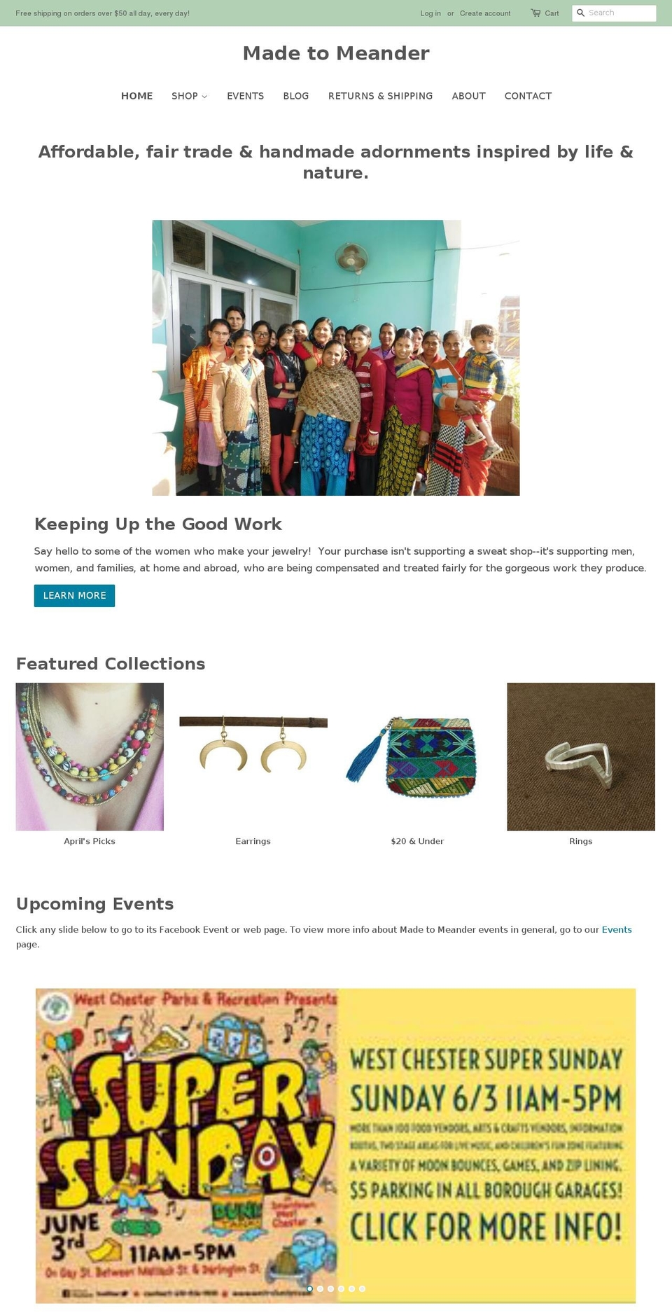 madetomeander.com — Shopify storefront screenshot
