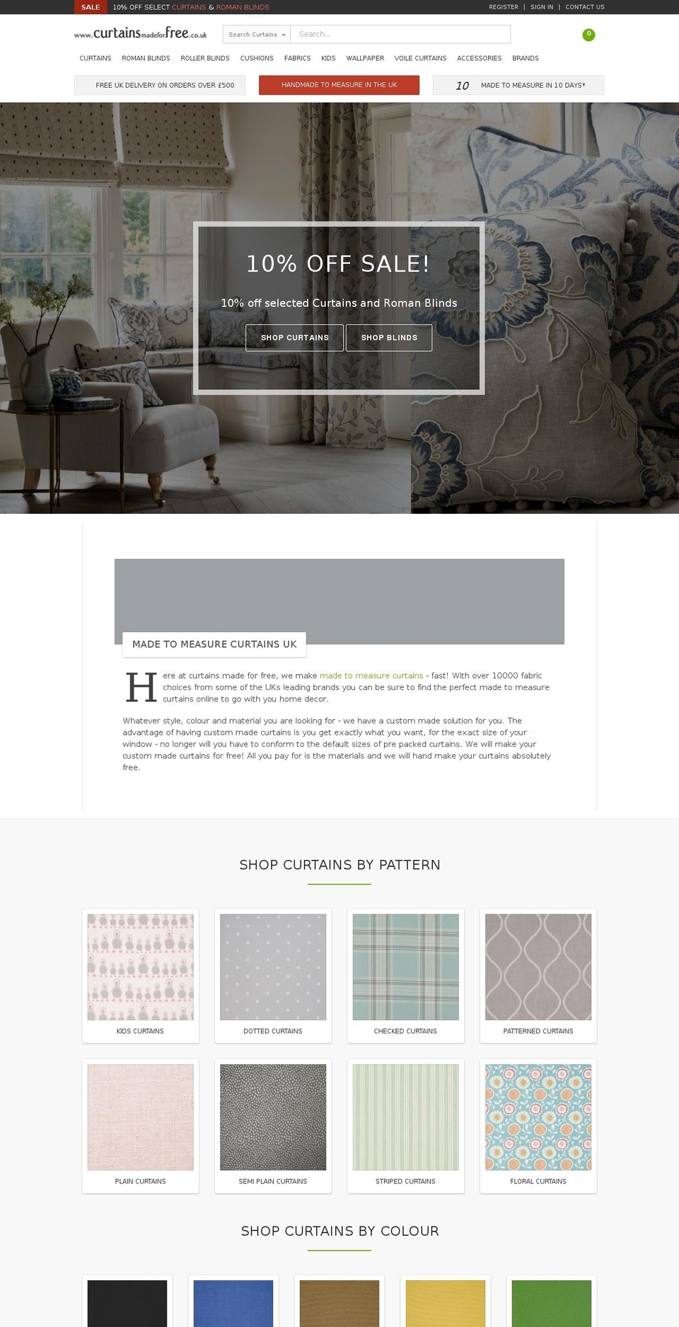 madetomeasurecurtains.co shopify website screenshot